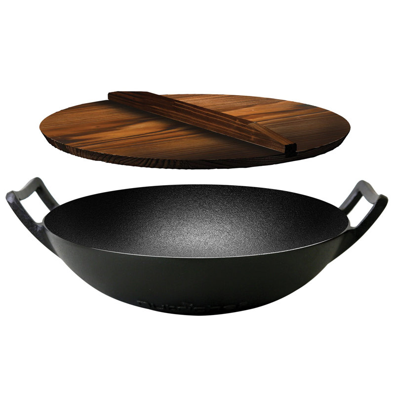 NutriChef 11.46" NonStick Cast Iron Wok with Lid & Reviews Wayfair